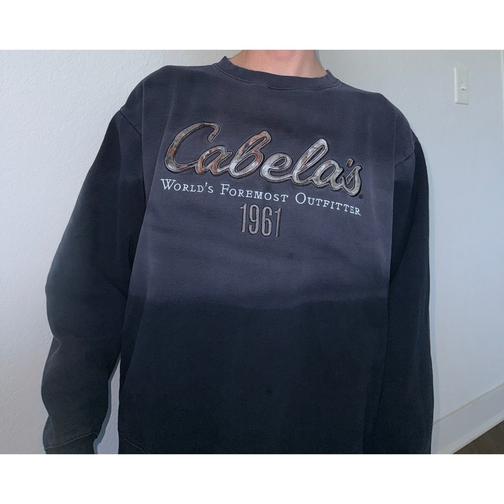 Cabela's Graphic Sweatshirt Navy Blue Crewneck Pullover Women's XL